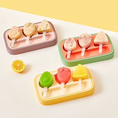 Kids Cartoon Popsicle Molds Non-Stick Flat Design Easy Release Stackable Food-Grade Silicone Ice Pop Cream Molds with Reusable Sticks