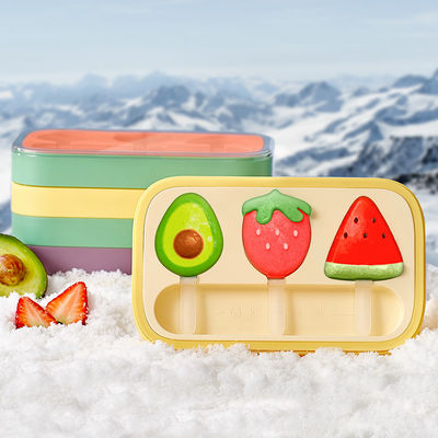 Kids Cartoon Popsicle Molds Non-Stick Flat Design Easy Release Stackable Food-Grade Silicone Ice Pop Cream Molds with Reusable Sticks