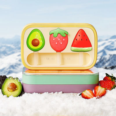 Kids Cartoon Popsicle Molds Non-Stick Flat Design Easy Release Stackable Food-Grade Silicone Ice Pop Cream Molds with Reusable Sticks