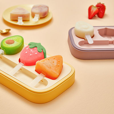 Kids Cartoon Popsicle Molds Non-Stick Flat Design Easy Release Stackable Food-Grade Silicone Ice Pop Cream Molds with Reusable Sticks